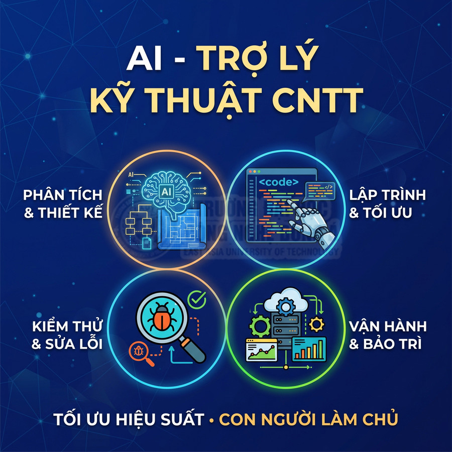 AI trợ lý kỹ thuật CNTT hỗ trợ phân tích thiết kế, lập trình, kiểm thử sửa lỗi và vận hành bảo trì