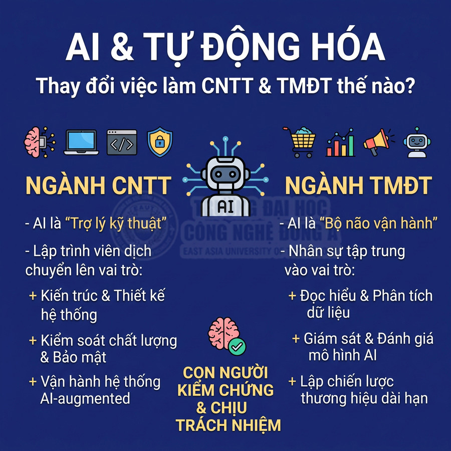 AI và tự động hóa thay đổi vai trò nhân sự ngành CNTT và thương mại điện tử, con người kiểm chứng và chịu trách nhiệm