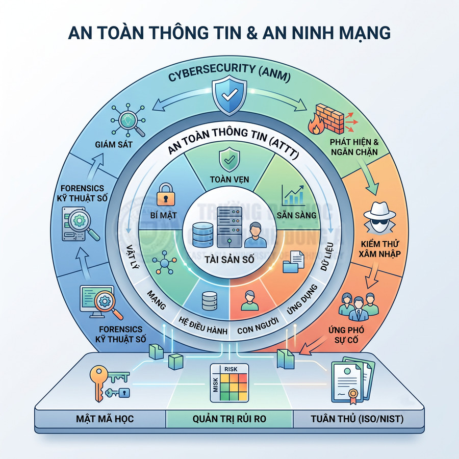 Mô hình an toàn thông tin và an ninh mạng bảo vệ tài sản số, quản trị rủi ro và tuân thủ tiêu chuẩn ISO NIST