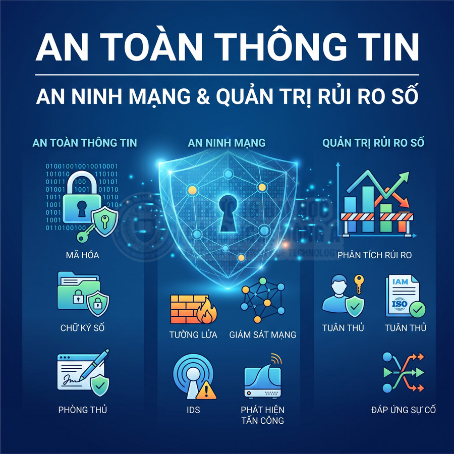 Giải pháp an toàn thông tin an ninh mạng và quản trị rủi ro số với mã hóa tường lửa giám sát và đáp ứng sự cố