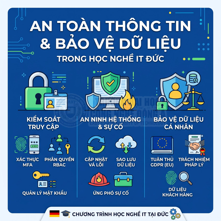 Infographic an toàn thông tin và bảo vệ dữ liệu trong chương trình học nghề IT tại Đức