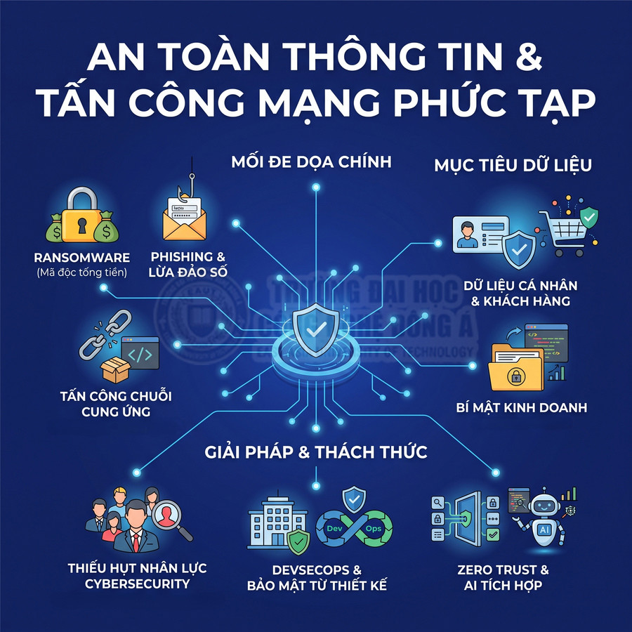 Infographic an toàn thông tin, các mối đe dọa tấn công mạng và giải pháp bảo mật dữ liệu doanh nghiệp