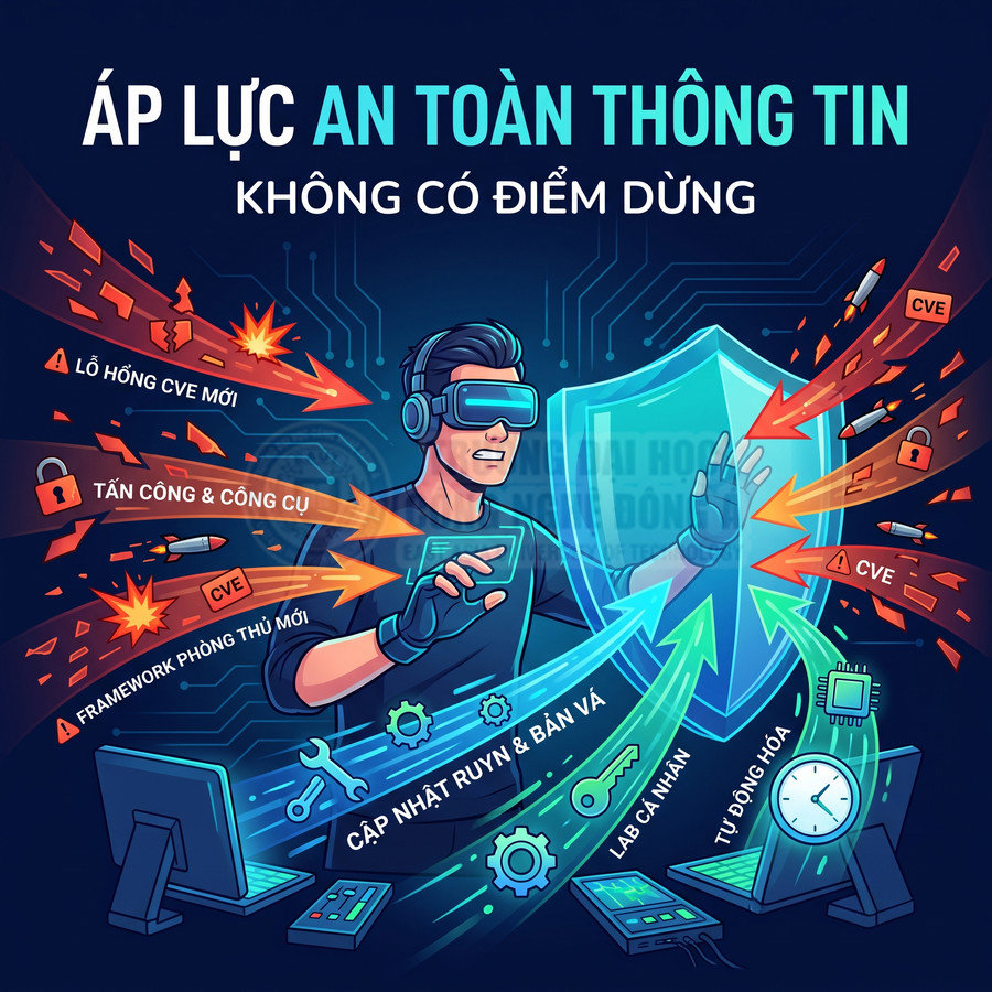 Minh họa chuyên gia an ninh mạng dùng công nghệ bảo vệ hệ thống trước tấn công và lỗ hổng CVE