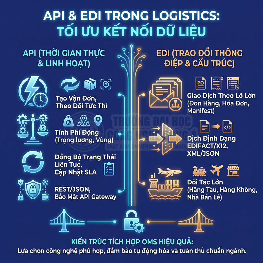 API và EDI trong logistics tối ưu kết nối dữ liệu, tự động hóa đơn hàng, hóa đơn và theo dõi vận chuyển