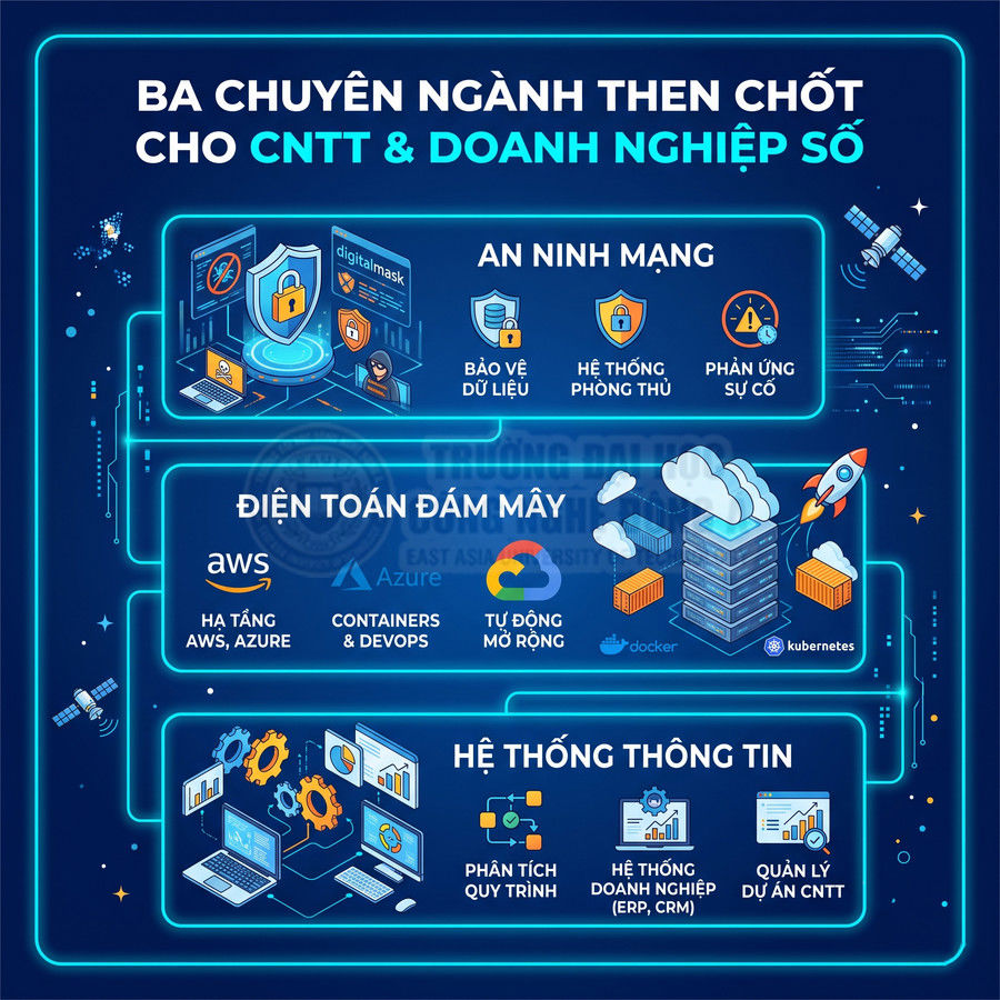 Ba chuyên ngành then chốt cho CNTT và doanh nghiệp số: an ninh mạng, điện toán đám mây, hệ thống thông tin
