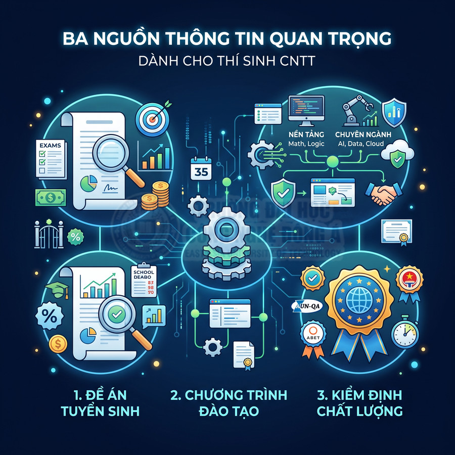 Ba nguồn thông tin quan trọng cho thí sinh CNTT gồm đề án tuyển sinh, chương trình đào tạo và kiểm định chất lượng