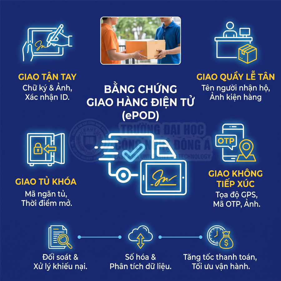 Giải pháp bằng chứng giao hàng điện tử ePOD với xác nhận chữ ký, ảnh, mã OTP và tọa độ GPS