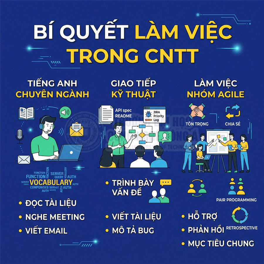 Bí quyết làm việc trong CNTT với tiếng Anh chuyên ngành, giao tiếp kỹ thuật và kỹ năng làm việc nhóm Agile