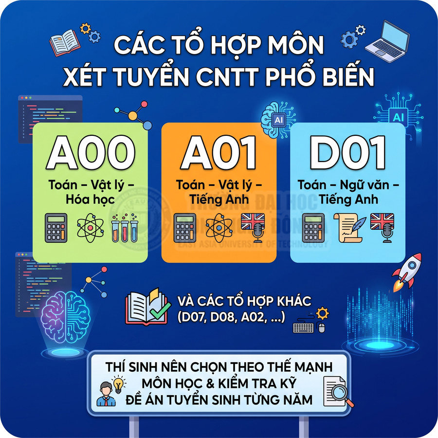 Các tổ hợp môn xét tuyển ngành Công nghệ thông tin phổ biến hiện nay