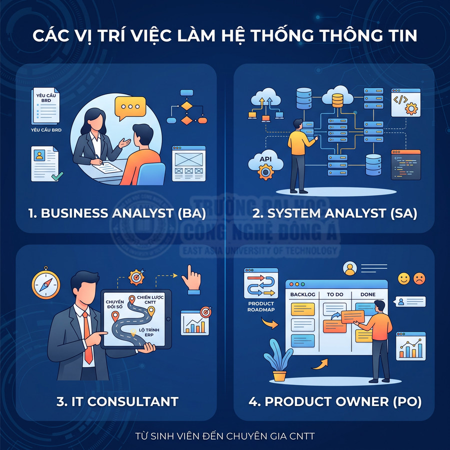 Các vị trí việc làm hệ thống thông tin BA SA IT Consultant Product Owner cho sinh viên ngành CNTT