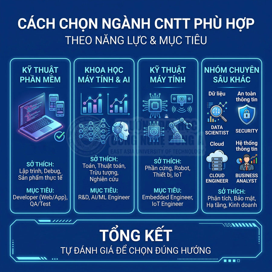 Hướng dẫn chọn ngành công nghệ thông tin phù hợp theo sở thích và mục tiêu nghề nghiệp
