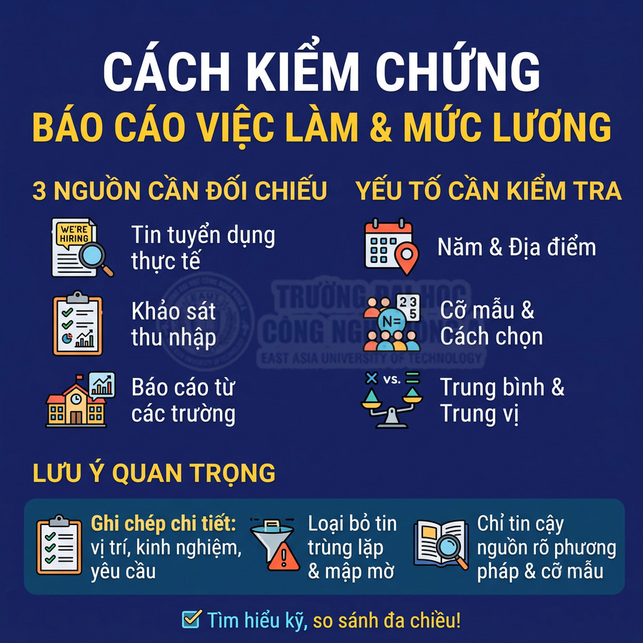 Hướng dẫn kiểm chứng báo cáo việc làm và mức lương qua tin tuyển dụng, khảo sát thu nhập và báo cáo từ các trường học