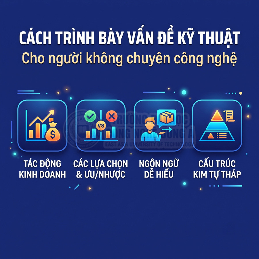Hướng dẫn trình bày vấn đề kỹ thuật cho người không chuyên công nghệ với tác động kinh doanh và cấu trúc kim tự tháp