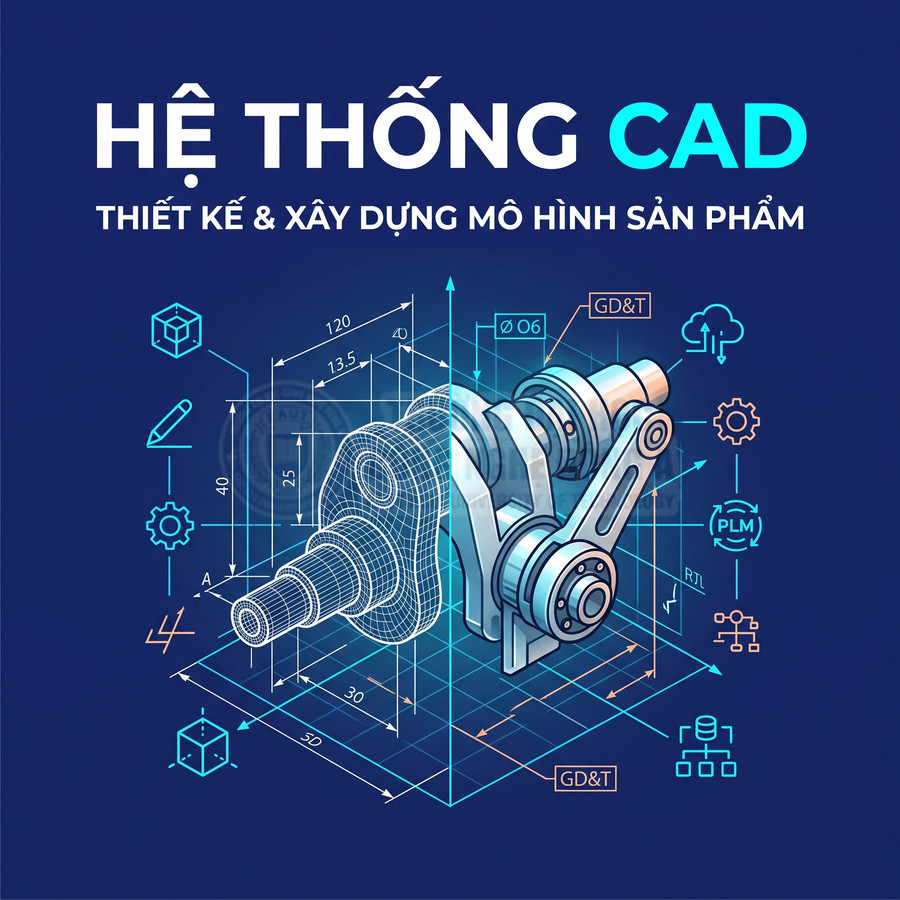 Mô hình cơ cấu cơ khí dạng trục và khớp nối thiết kế bằng hệ thống CAD với bản vẽ kỹ thuật 3D