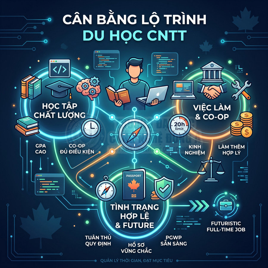 Lộ trình cân bằng du học CNTT với học tập chất lượng, việc làm co-op và tình trạng hợp lệ tại Canada