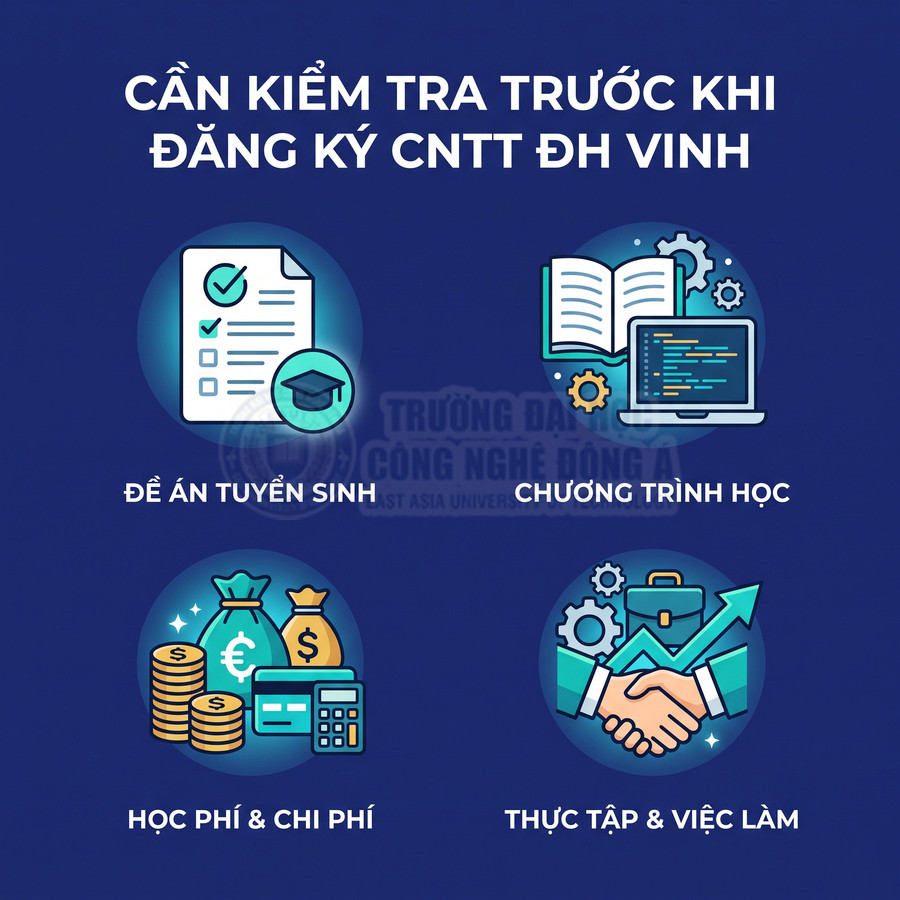 Thông tin cần kiểm tra trước khi đăng ký ngành CNTT ĐH Vinh: đề án tuyển sinh, chương trình học, học phí, thực tập