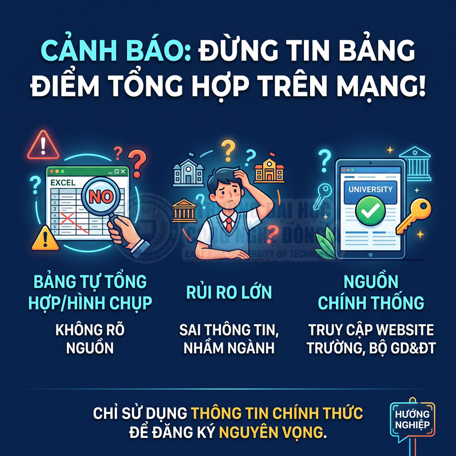 Cảnh báo không tin bảng điểm tổng hợp trên mạng, khuyến khích dùng thông tin chính thức từ website trường và Bộ GDĐT