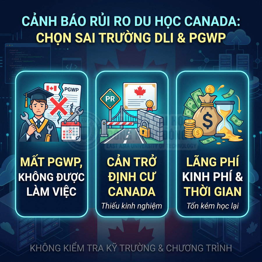 Cảnh báo rủi ro du học Canada khi chọn sai trường DLI và PGWP, dễ mất PGWP, khó định cư và lãng phí tiền thời gian