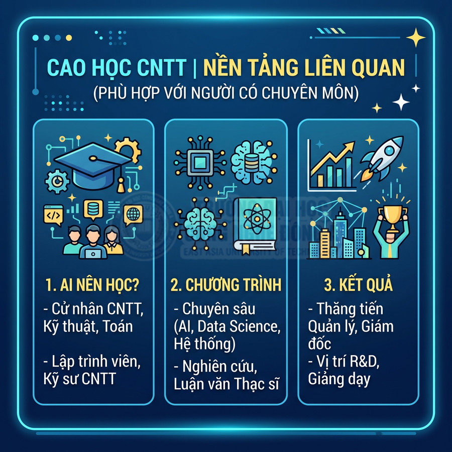 Thông tin tổng quan chương trình cao học CNTT nền tảng liên quan, đối tượng học, nội dung và cơ hội nghề nghiệp