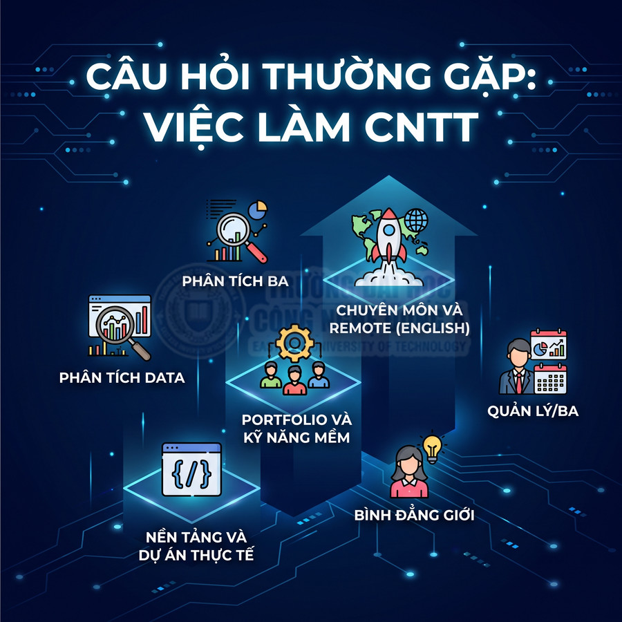Câu hỏi thường gặp về việc làm CNTT với các kỹ năng phân tích data, BA, quản lý, portfolio và bình đẳng giới