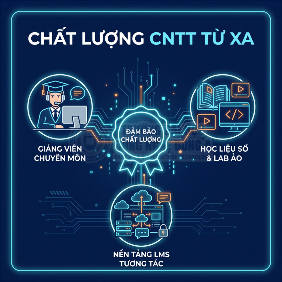 Chương trình đào tạo CNTT từ xa với giảng viên chuyên môn, học liệu số, lab ảo và nền tảng LMS tương tác
