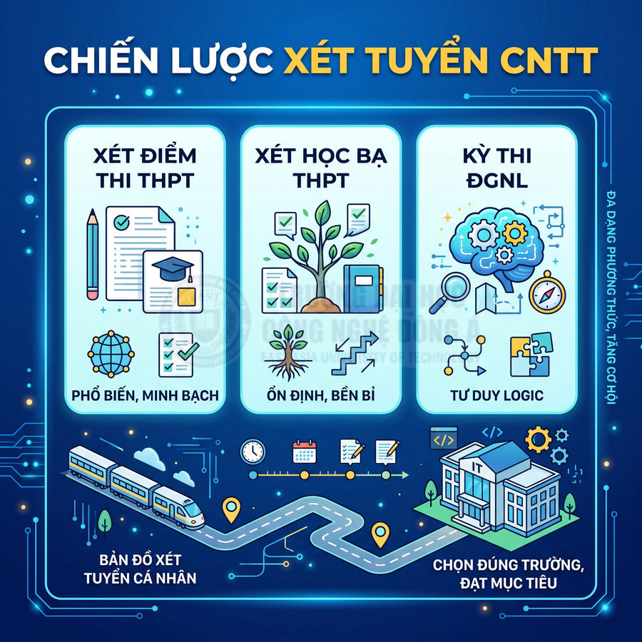 Chiến lược xét tuyển CNTT với ba phương thức: điểm thi THPT, học bạ THPT và kỳ thi đánh giá năng lực