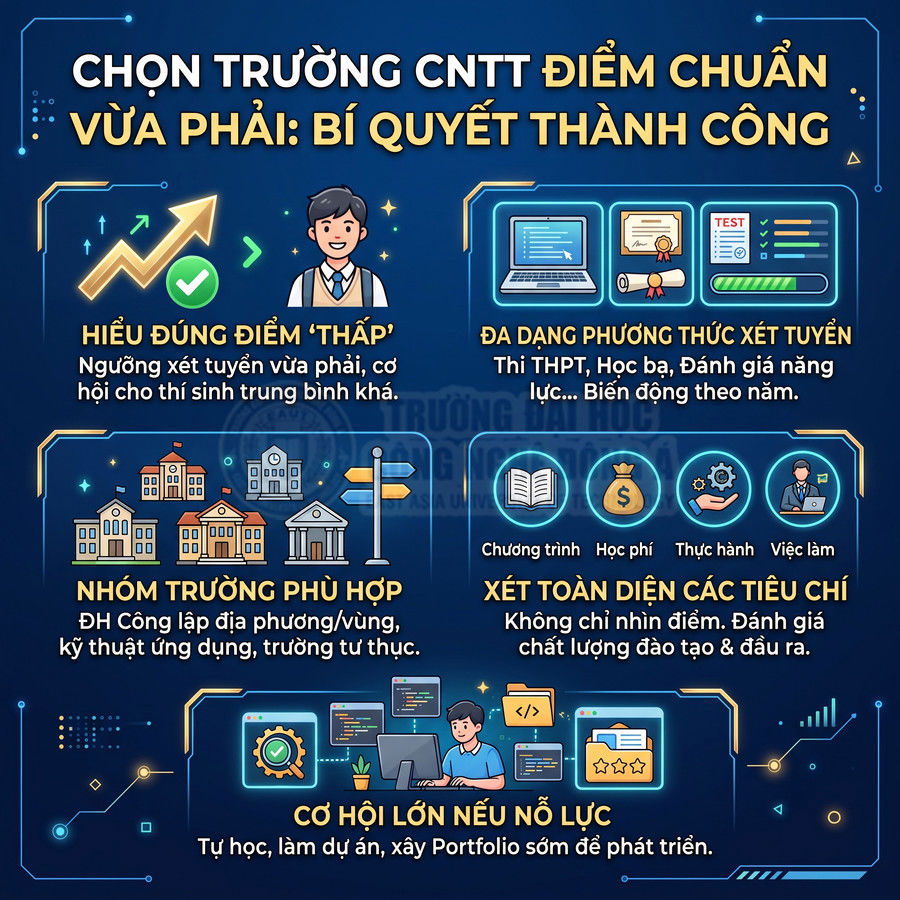 Các trường có ngành Công nghệ thông tin điểm thấp