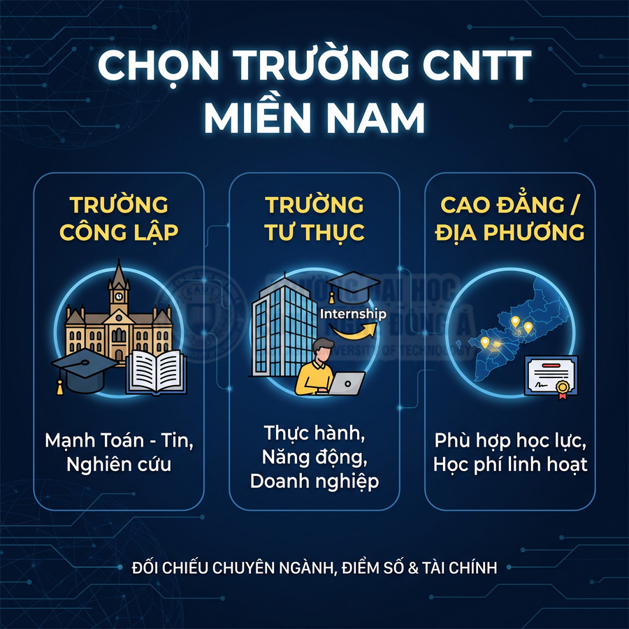 Ngành Công nghệ thông tin học trường nào ở miền Nam?
