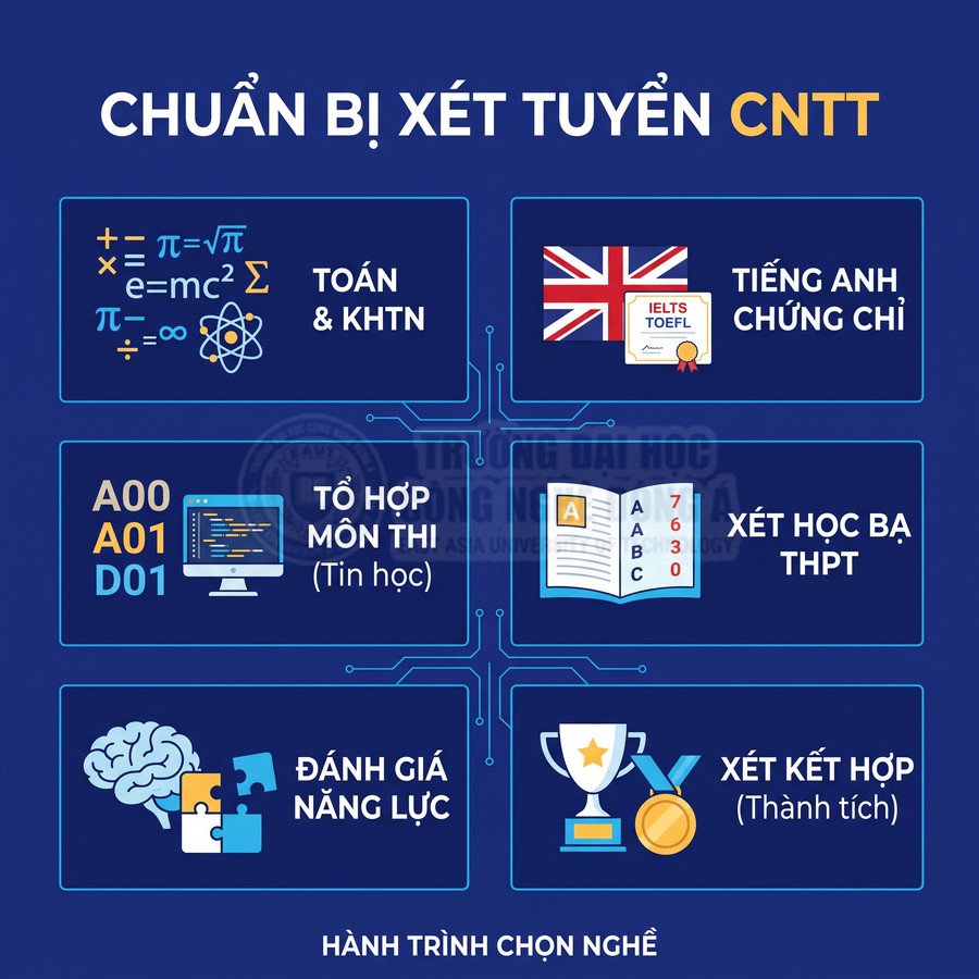 Hướng dẫn chuẩn bị xét tuyển ngành CNTT với các phương thức thi, chứng chỉ, học bạ và đánh giá năng lực