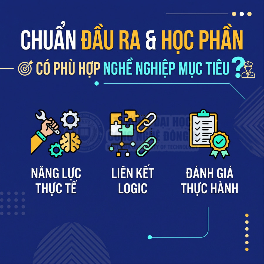 Chuẩn đầu ra và học phần gắn với nghề nghiệp mục tiêu, năng lực thực tế, liên kết logic và đánh giá thực hành