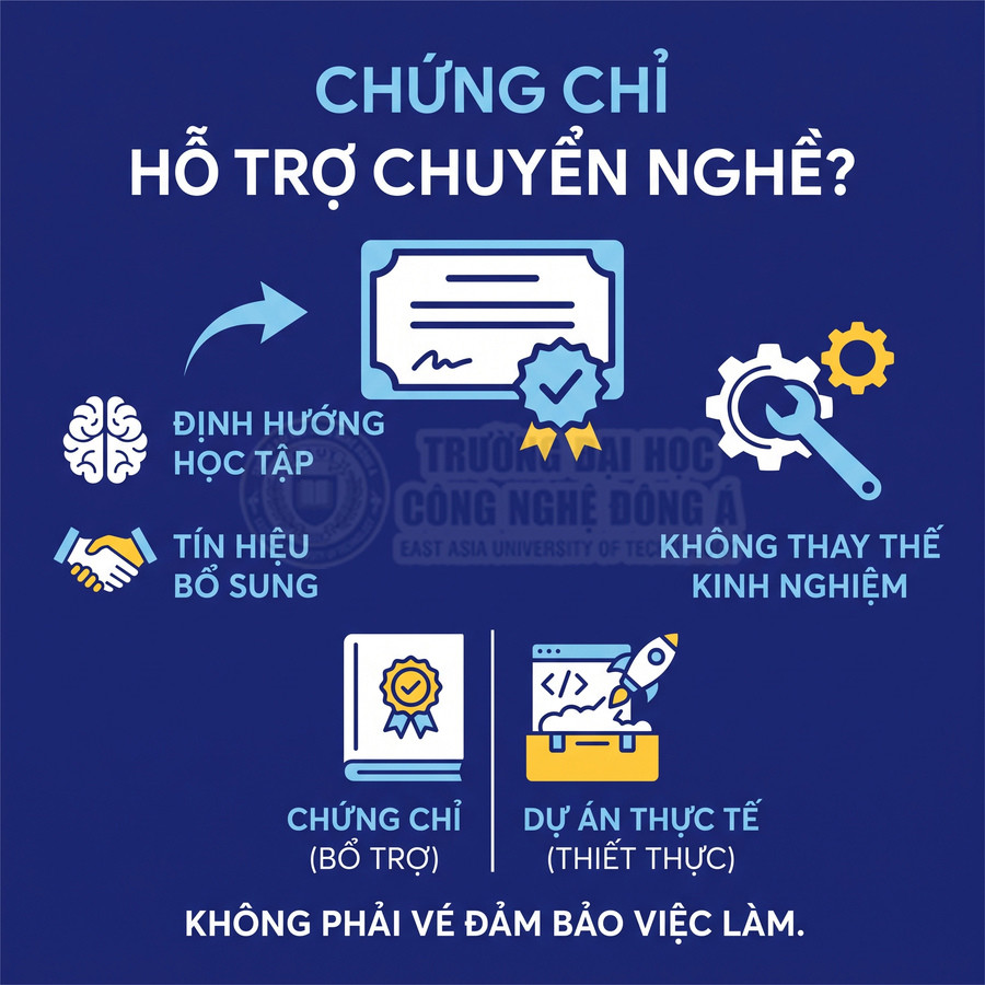 Chứng chỉ hỗ trợ chuyển nghề, bổ trợ định hướng học tập nhưng không thay thế kinh nghiệm hay đảm bảo việc làm