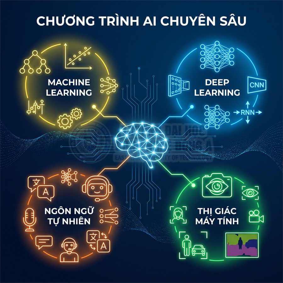 Chương trình AI chuyên sâu với các lĩnh vực machine learning, deep learning, ngôn ngữ tự nhiên và thị giác máy tính