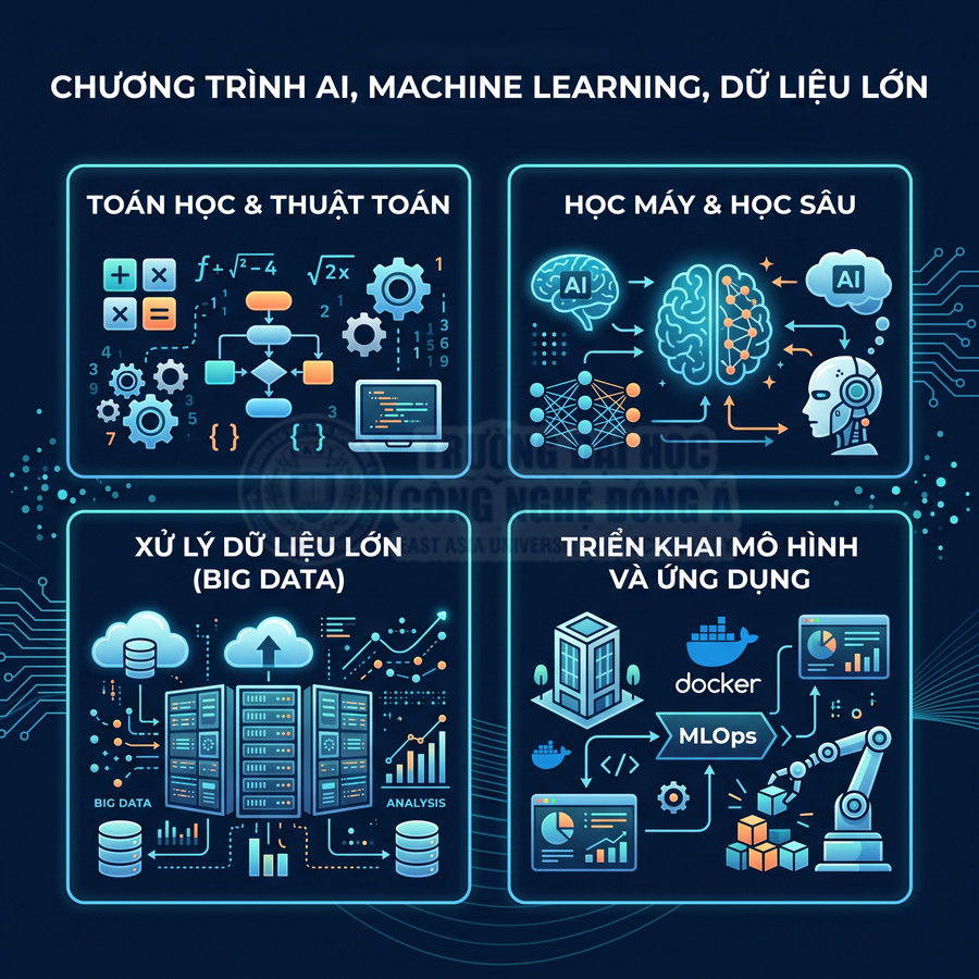 Chương trình học AI machine learning dữ liệu lớn với toán thuật toán big data và triển khai mô hình MLOps