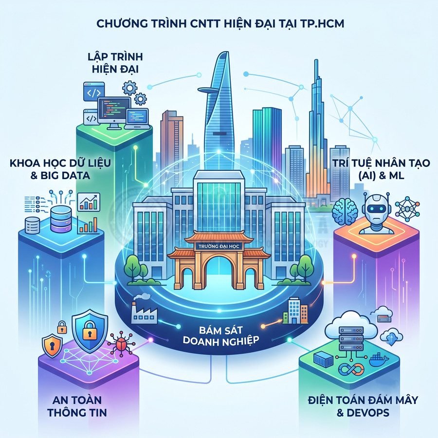 Chương trình đào tạo CNTT hiện đại tại TP.HCM với các chuyên ngành AI, Big Data, an toàn thông tin, điện toán đám mây