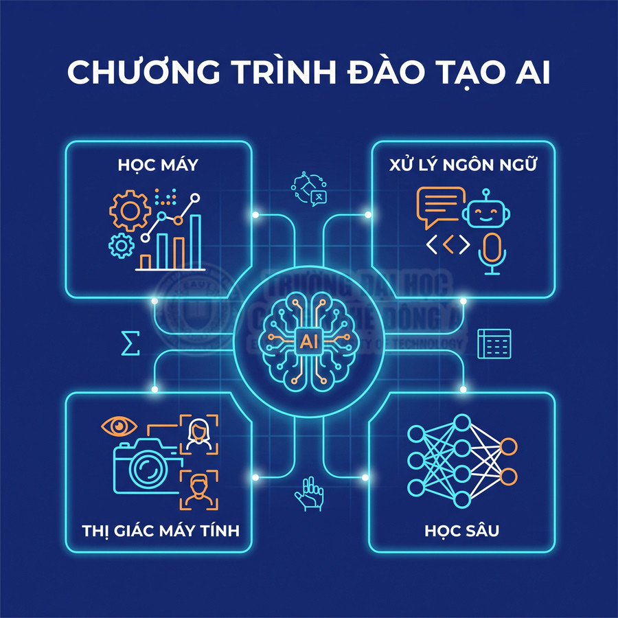 Chương trình đào tạo AI với các lĩnh vực học máy, xử lý ngôn ngữ, thị giác máy tính và học sâu