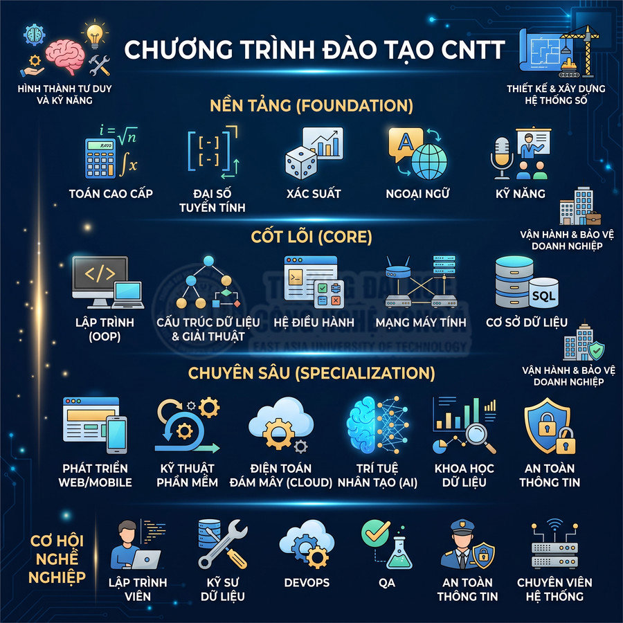 Chương trình đào tạo Công nghệ thông tin gồm những nội dung nào?