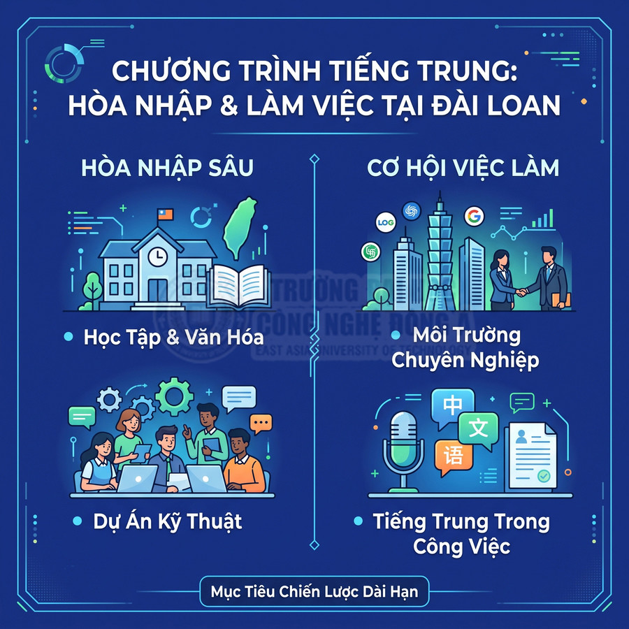 Chương trình tiếng Trung hòa nhập và làm việc tại Đài Loan với học tập văn hóa, dự án kỹ thuật và cơ hội nghề nghiệp