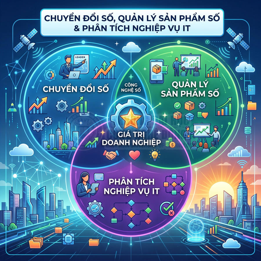Mô hình chuyển đổi số, quản lý sản phẩm số và phân tích nghiệp vụ IT tạo giá trị doanh nghiệp