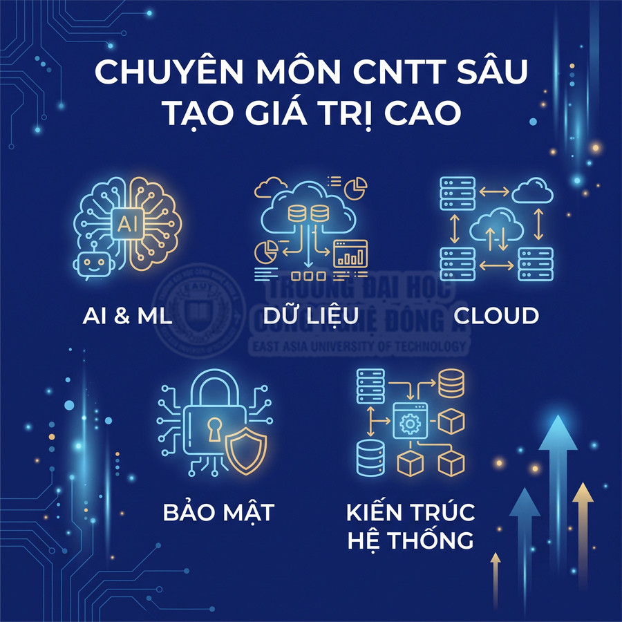 Chuyên ngành CNTT với các lĩnh vực AI ML dữ liệu cloud bảo mật kiến trúc hệ thống trên nền đồ họa công nghệ