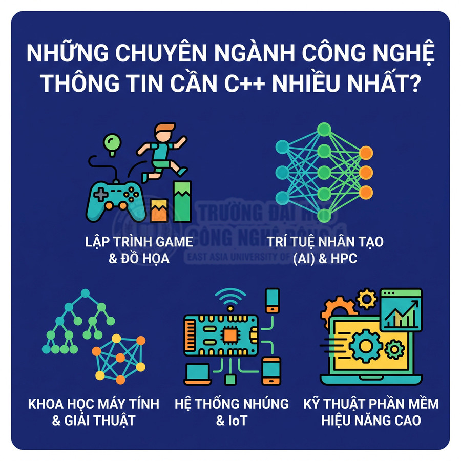 Các chuyên ngành CNTT cần C++: lập trình game, AI, khoa học máy tính, hệ thống nhúng, IoT, phần mềm hiệu năng cao