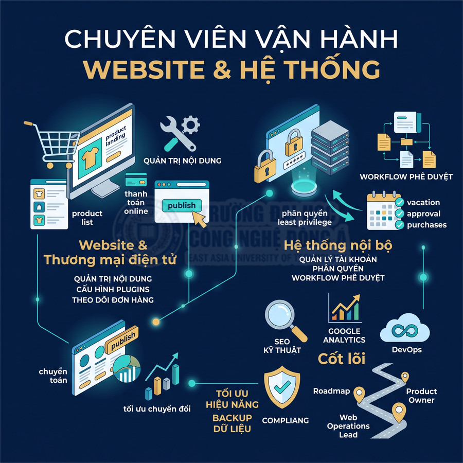 Mô tả công việc chuyên viên vận hành website và hệ thống, quản trị nội dung, thương mại điện tử, bảo mật và tối ưu hiệu năng