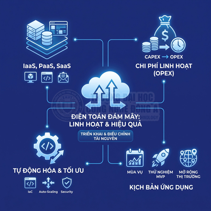 Điện toán đám mây linh hoạt với IaaS, PaaS, SaaS, tối ưu tài nguyên và chi phí vận hành OPEX