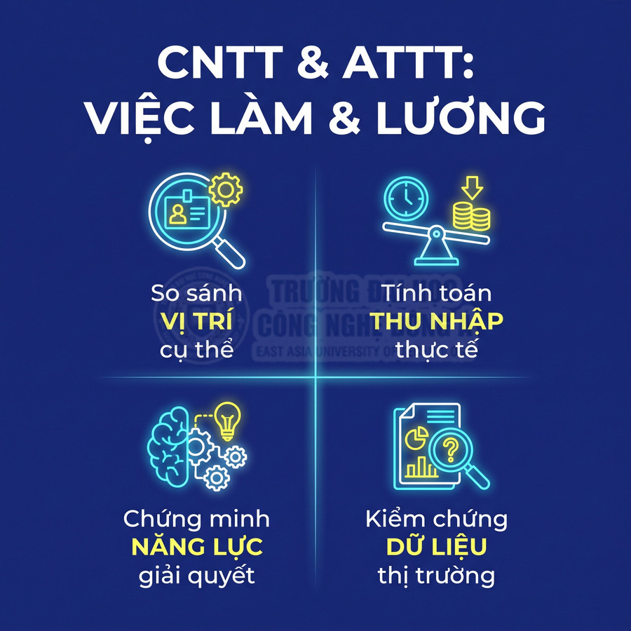 CNTT và ATTT việc làm và lương với tiêu chí so sánh vị trí tính thu nhập chứng minh năng lực và kiểm chứng dữ liệu thị trường