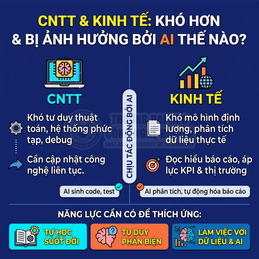CNTT và kinh tế chịu tác động của AI, nhấn mạnh kỹ năng tự học, tư duy phản biện và làm việc với dữ liệu AI