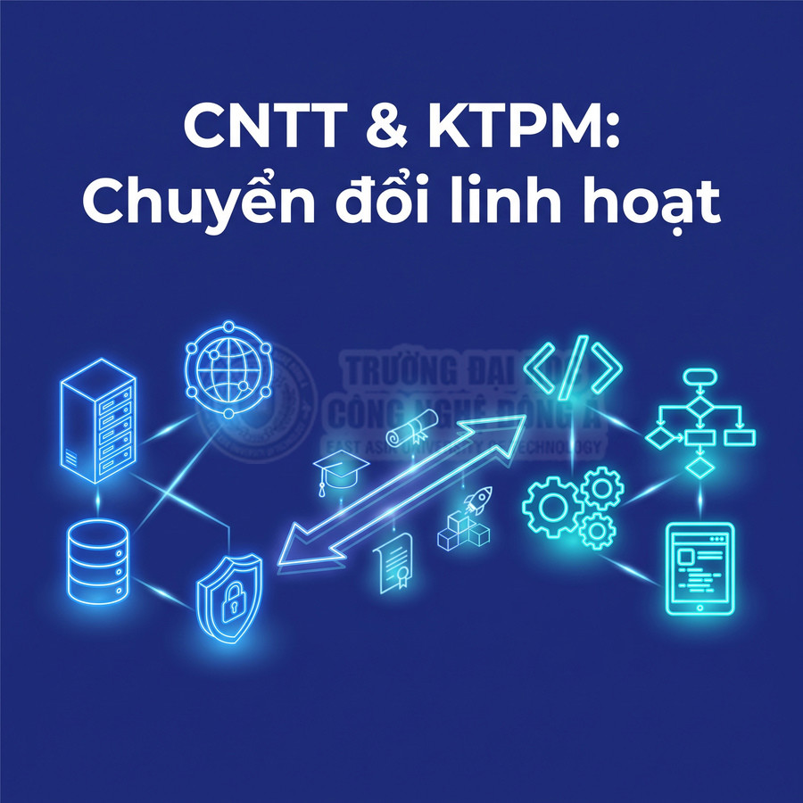 CNTT và kỹ thuật phần mềm chuyển đổi linh hoạt với biểu tượng máy chủ, dữ liệu, bảo mật và lập trình