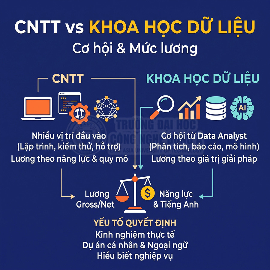 So sánh cơ hội nghề nghiệp và mức lương giữa ngành CNTT và khoa học dữ liệu, cùng các yếu tố quyết định thu nhập