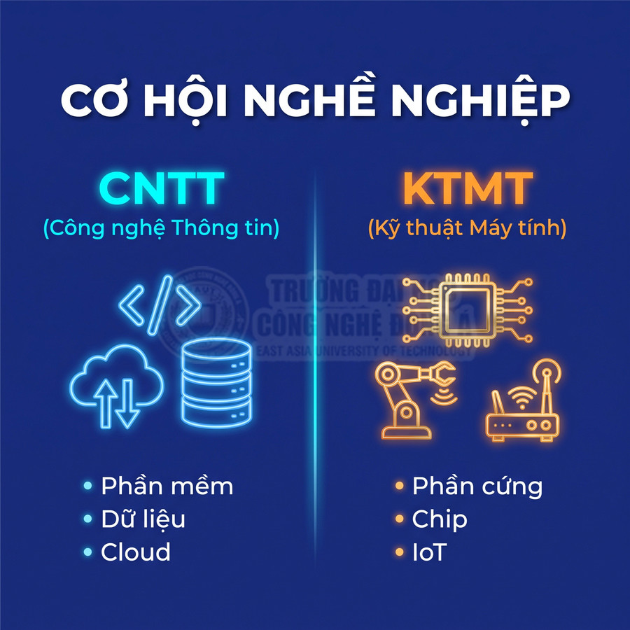 So sánh cơ hội nghề nghiệp ngành CNTT và Kỹ thuật máy tính với các mảng phần mềm dữ liệu cloud phần cứng chip IoT