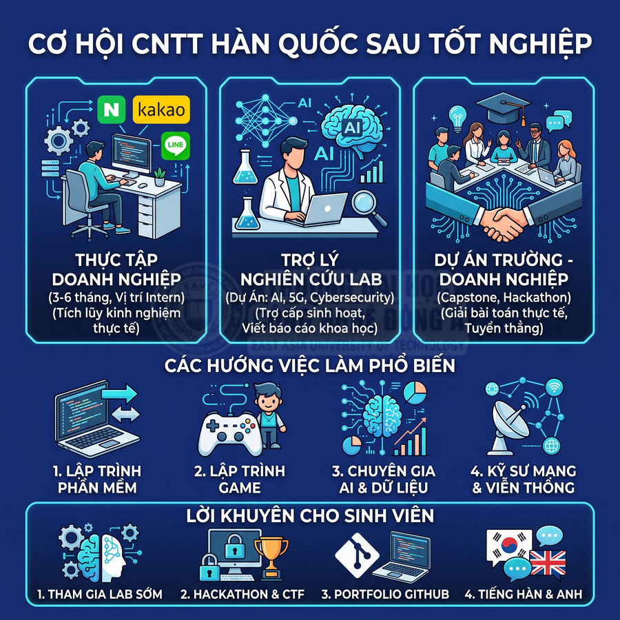 Infographic cơ hội việc làm ngành CNTT Hàn Quốc sau tốt nghiệp và lời khuyên cho sinh viên