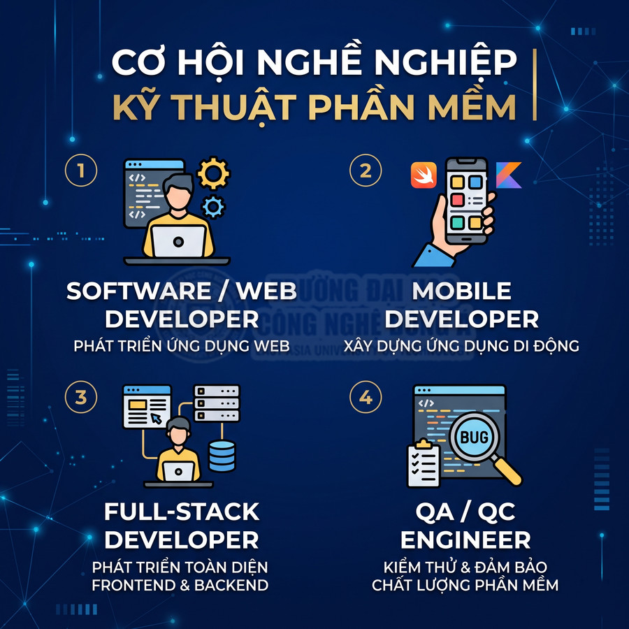 Cơ hội nghề nghiệp ngành kỹ thuật phần mềm với các vị trí developer và QA QC engineer