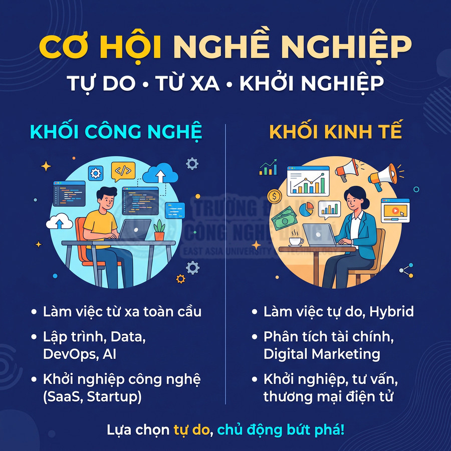 Cơ hội nghề nghiệp khối công nghệ và kinh tế với hình thức làm việc từ xa, tự do và khởi nghiệp